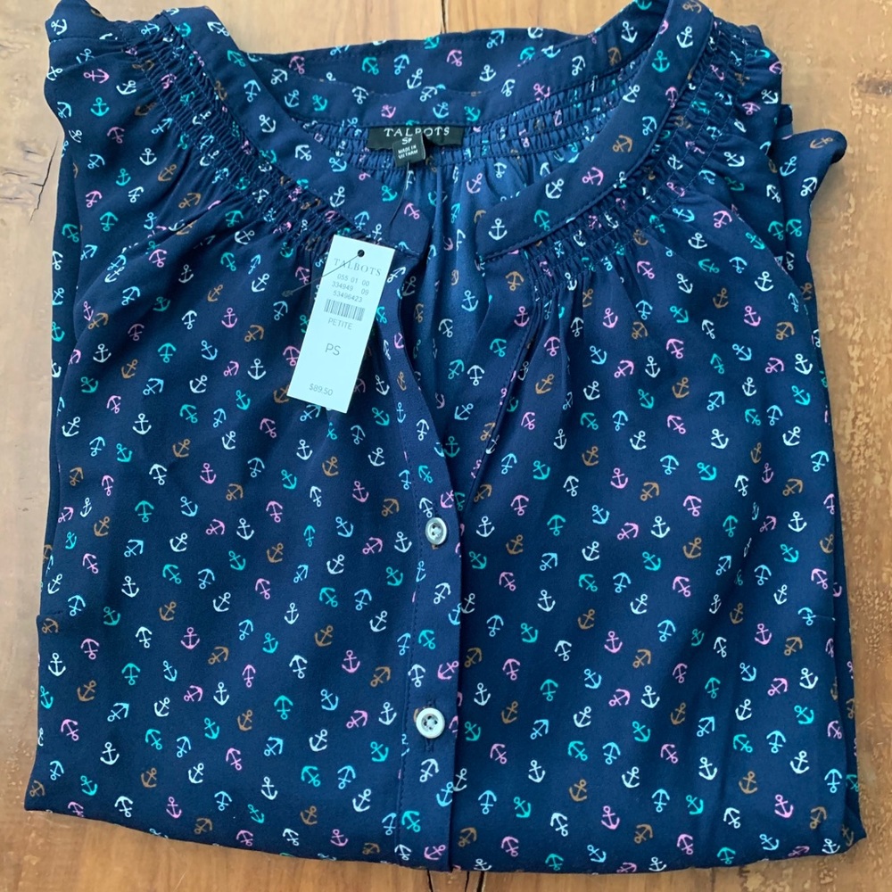 NWT Navy Blue Long Sleeves Anchor Top.